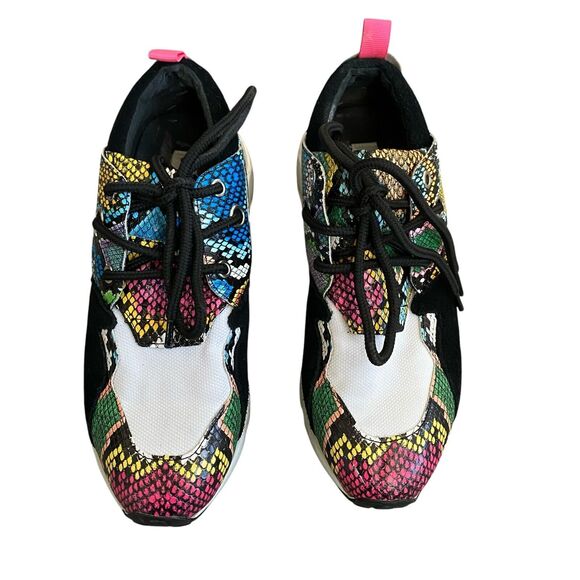 Steve Madden Cliff Fashion Sneakers 7.5 EU 38 Snake Multicolor Chunky Platform - Picture 2 of 8